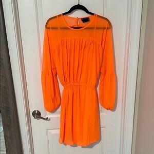 ASOS Curve Orange Mini Dress with Bishop Sleeves and Crew Neck